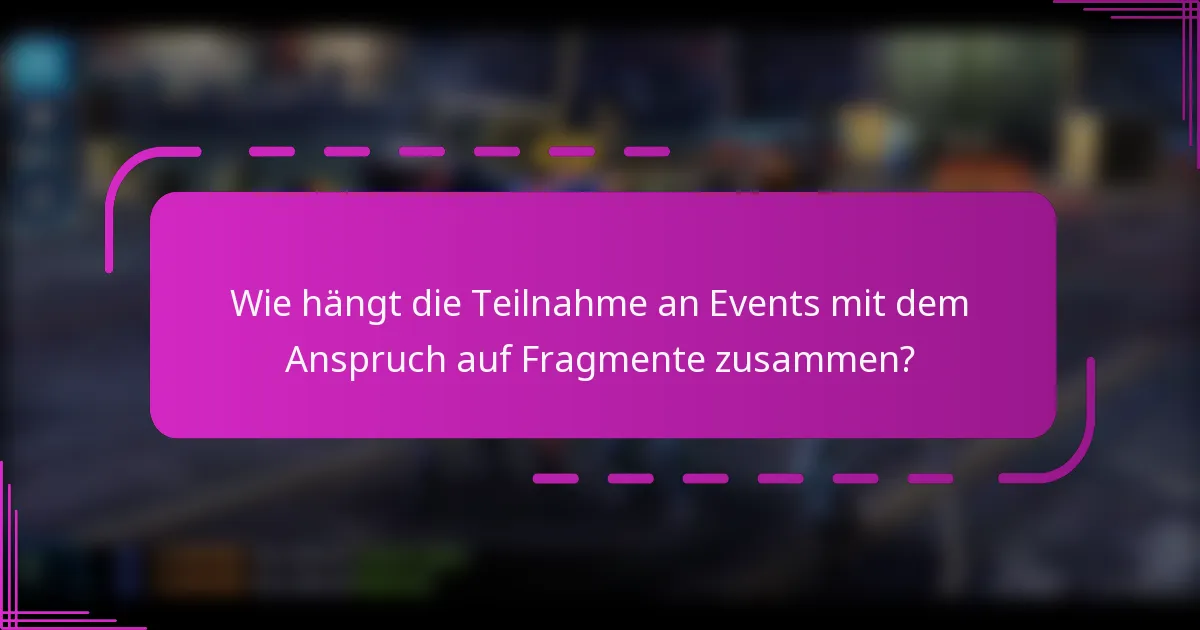 Wie hängt die Teilnahme an Events mit dem Anspruch auf Fragmente zusammen?