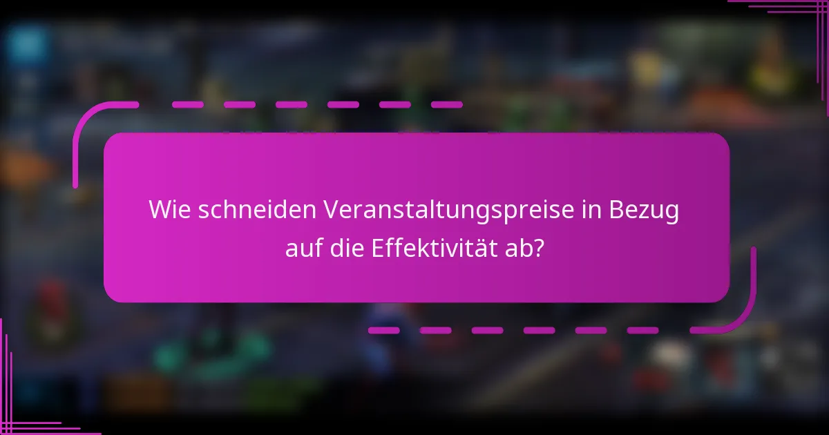 Wie schneiden Veranstaltungspreise in Bezug auf die Effektivität ab?